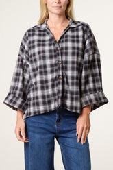 Plaid Loose Fit Button Through Shirt