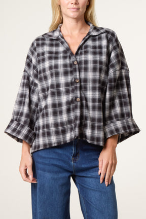 Plaid Loose Fit Button Through Shirt