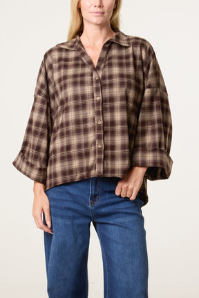 Plaid Loose Fit Button Through Shirt
