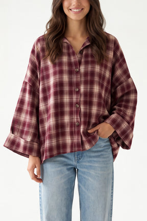 Plaid Loose Fit Button Through Shirt