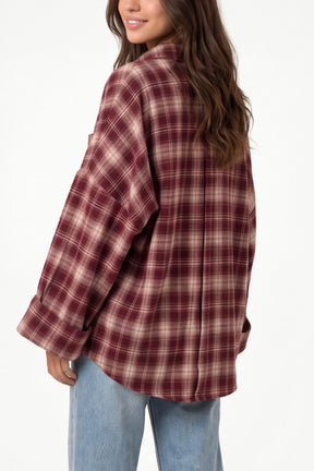 Plaid Loose Fit Button Through Shirt