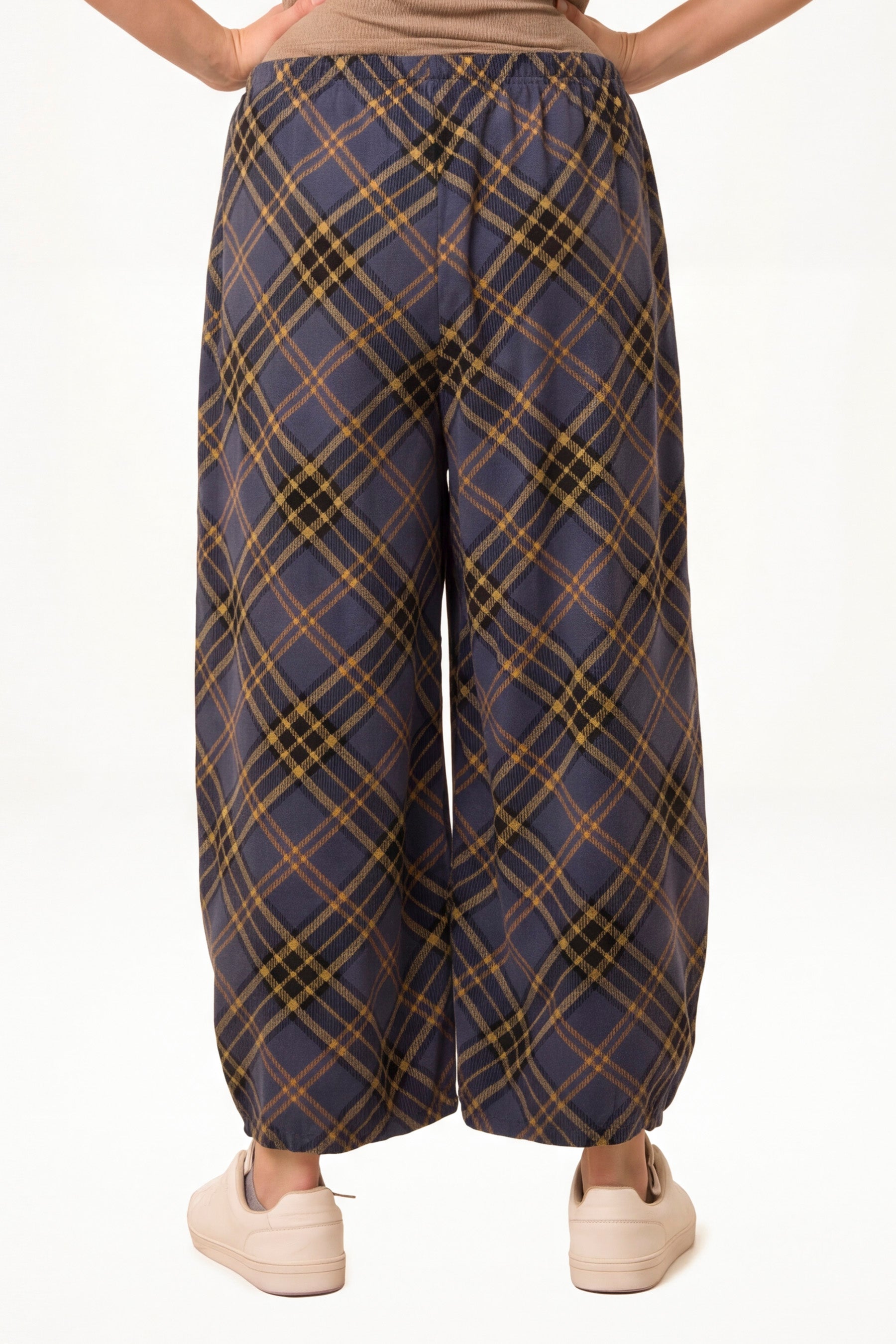 Pure Cotton Tartan Wide Leg Trousers