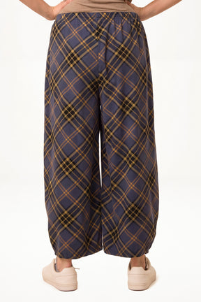 Pure Cotton Tartan Wide Leg Trousers