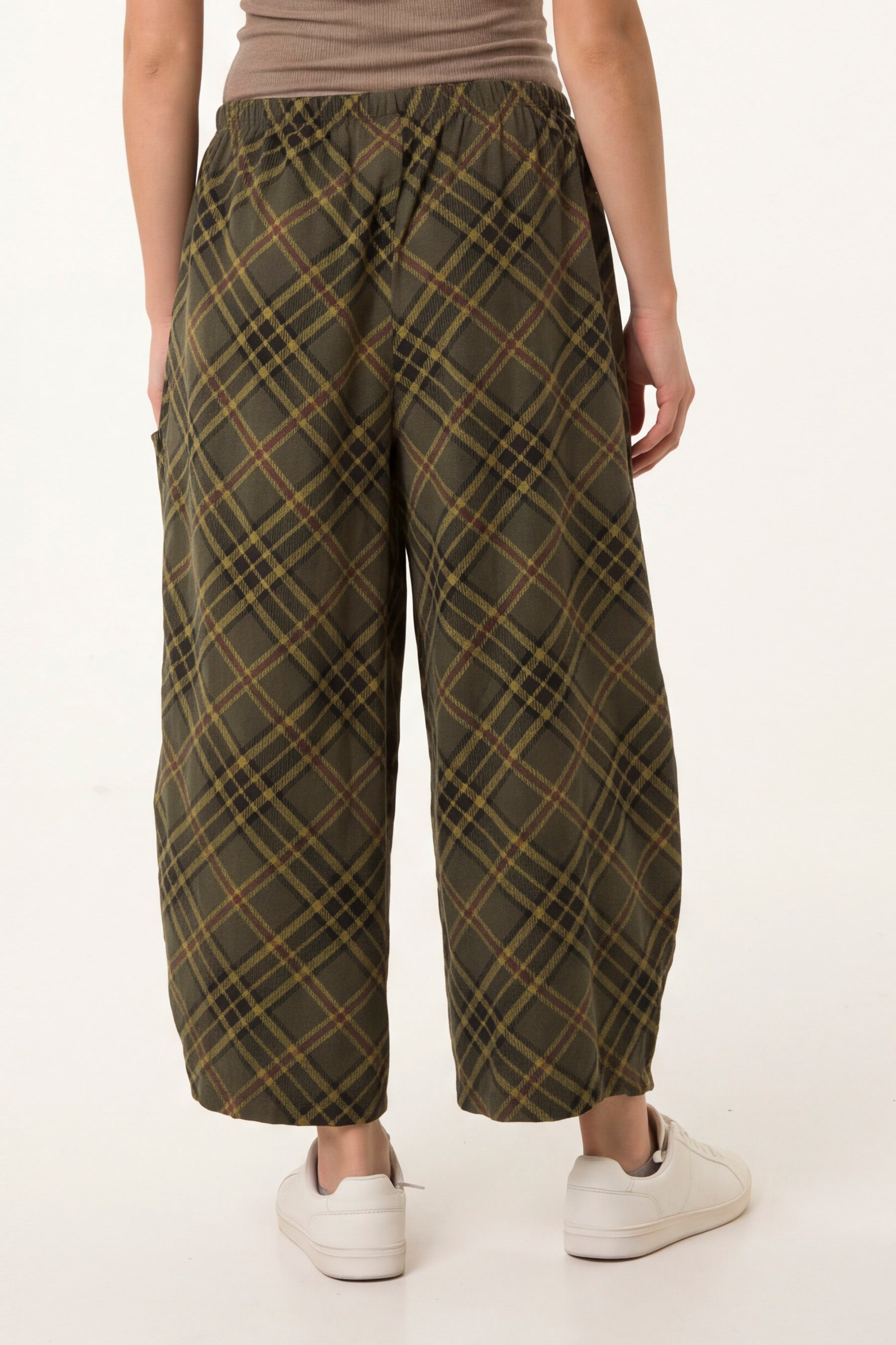 Pure Cotton Tartan Wide Leg Trousers