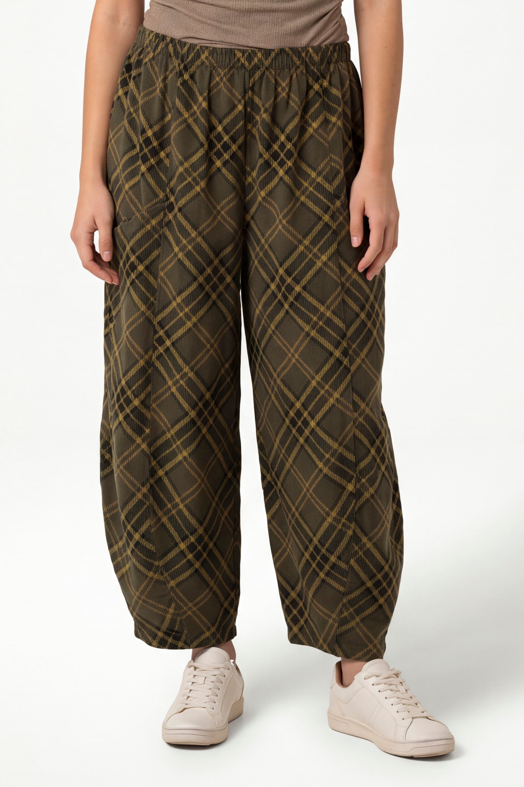 Pure Cotton Tartan Wide Leg Trousers