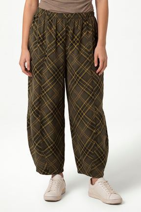 Pure Cotton Tartan Wide Leg Trousers