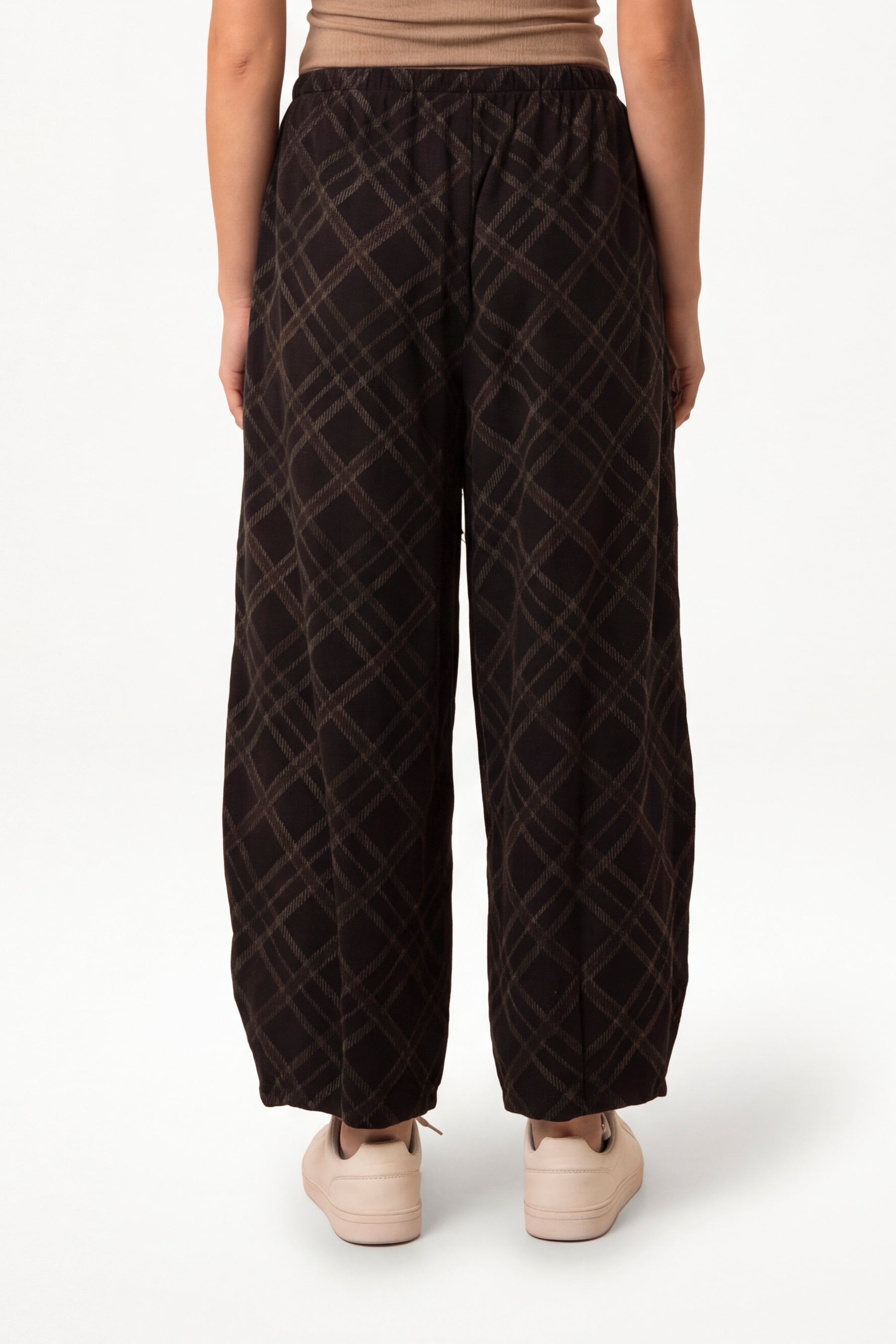 Pure Cotton Tartan Wide Leg Trousers