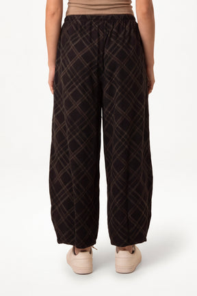 Pure Cotton Tartan Wide Leg Trousers