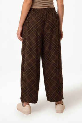 Pure Cotton Tartan Wide Leg Trousers