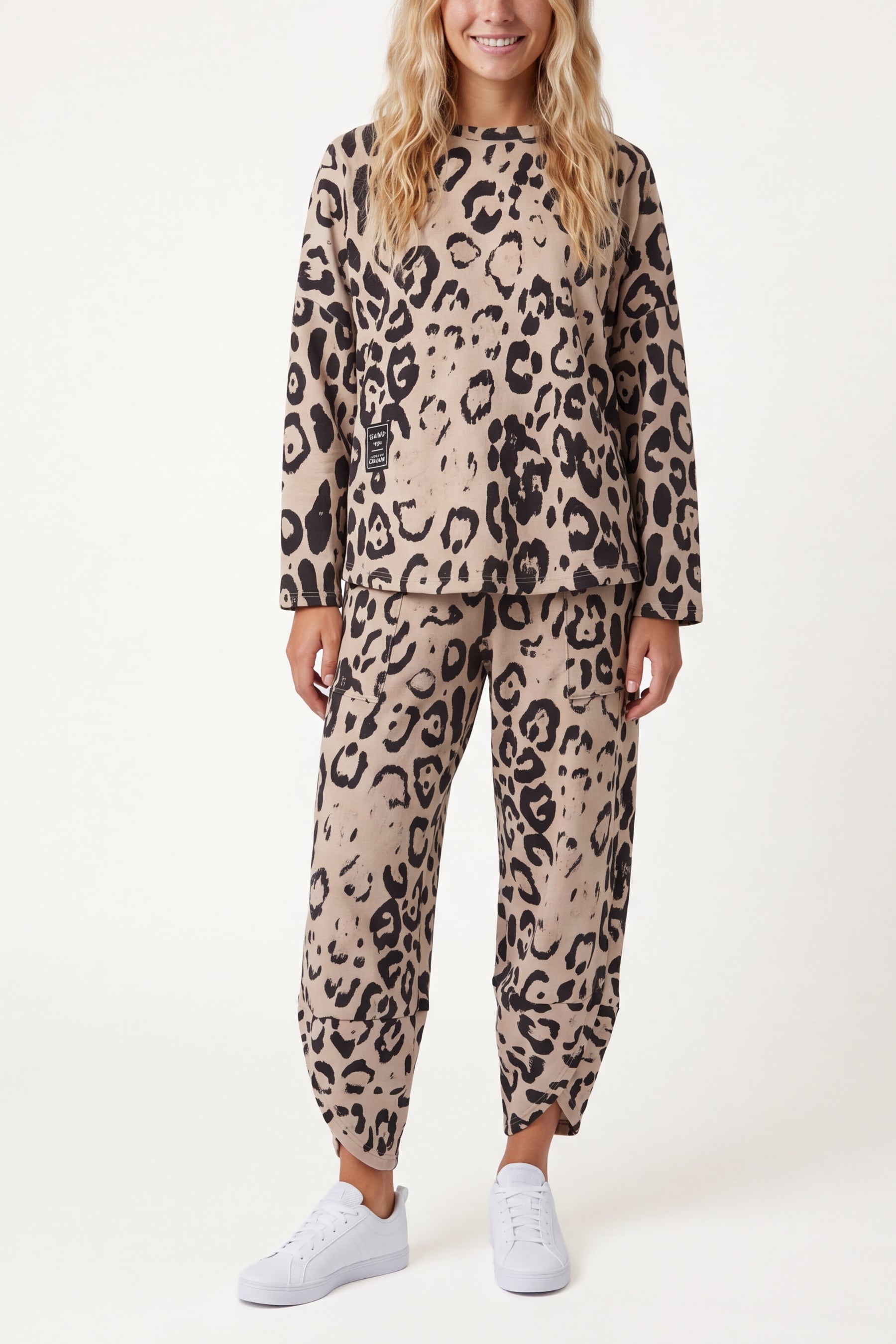 Leopard Print Jumper & Cuff Trouser Set