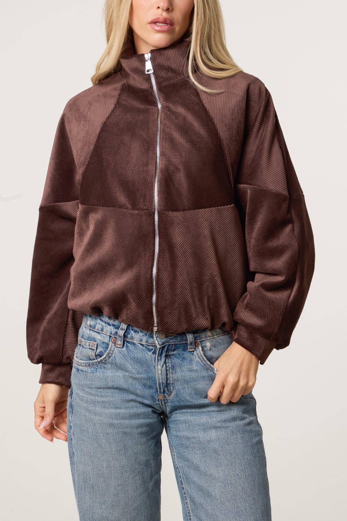 Corduroy Zip-Up Bomber Jacket