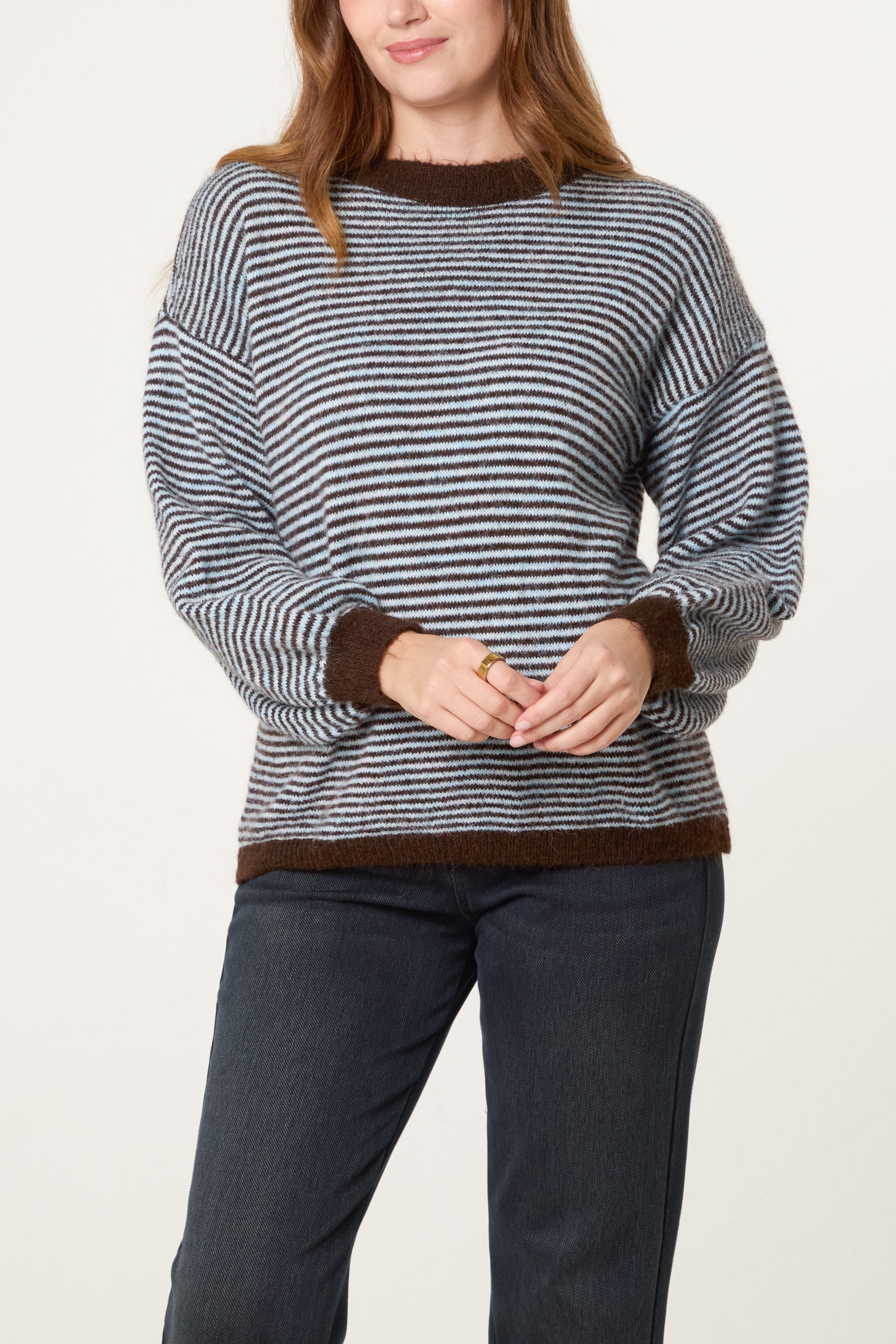 Drop Shoulder Stripe Knit Jumper