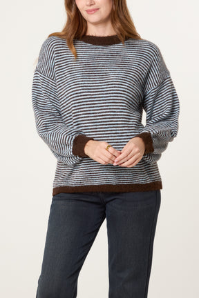 Drop Shoulder Stripe Knit Jumper