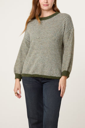 Drop Shoulder Stripe Knit Jumper