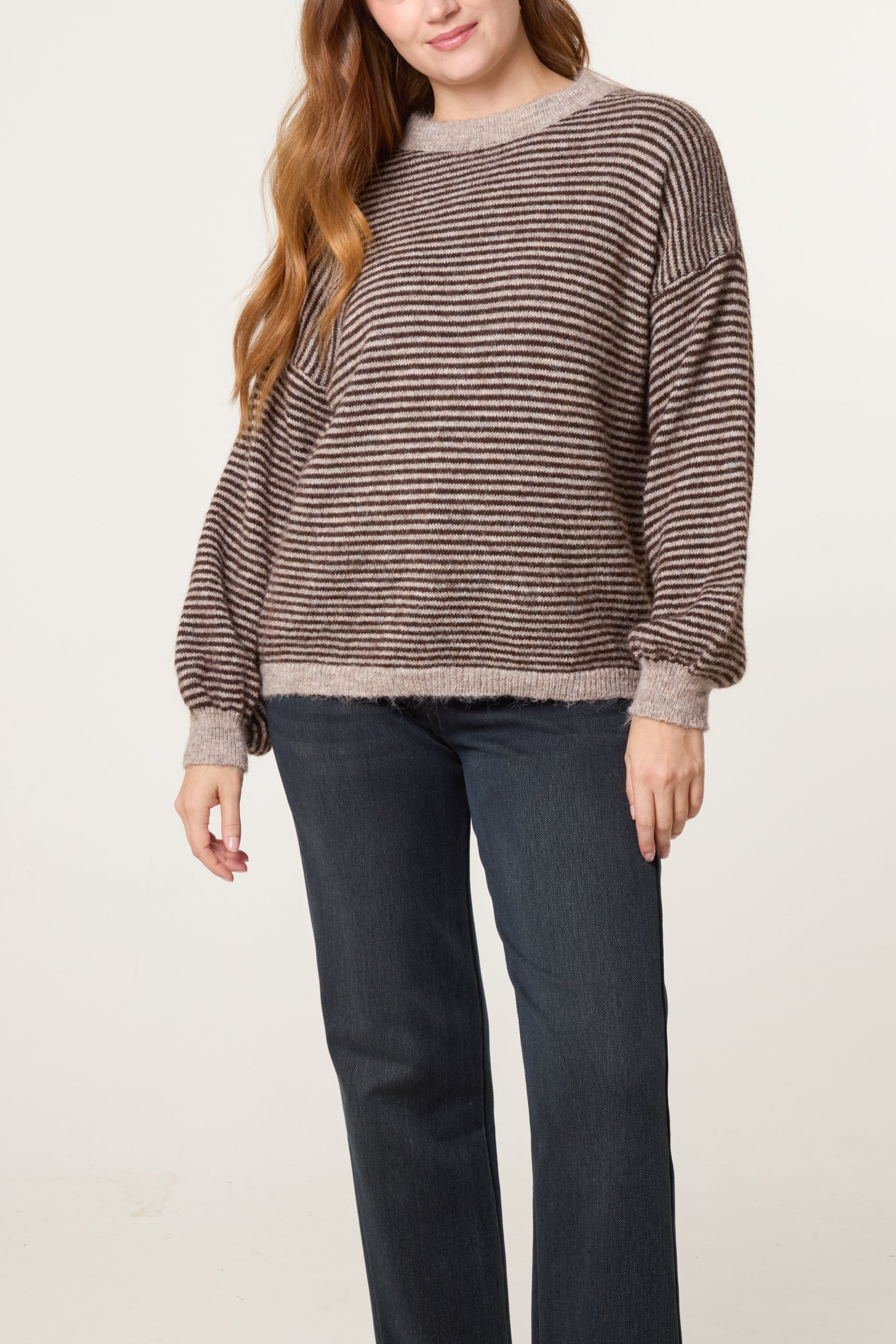 Drop Shoulder Stripe Knit Jumper