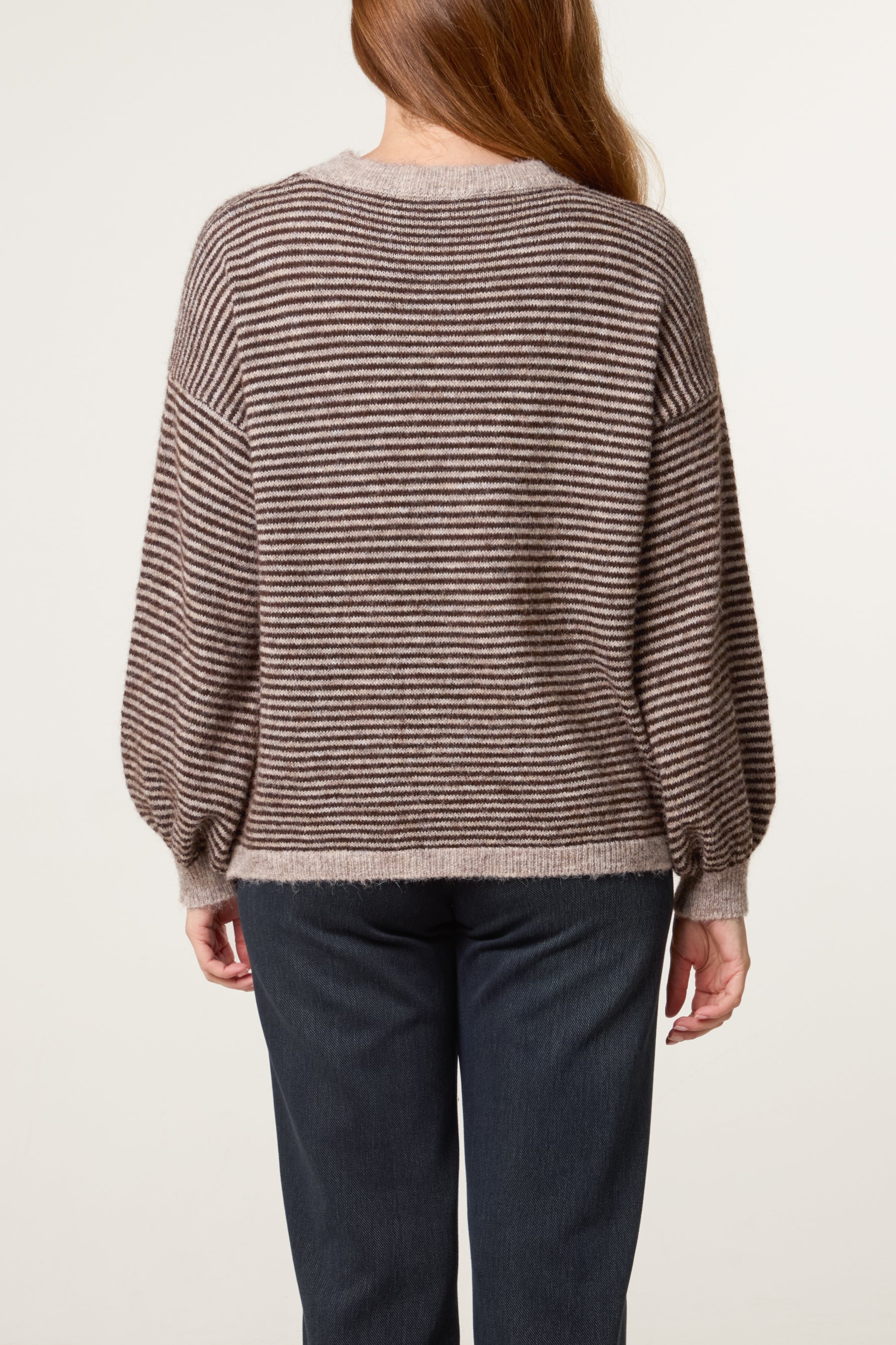 Drop Shoulder Stripe Knit Jumper