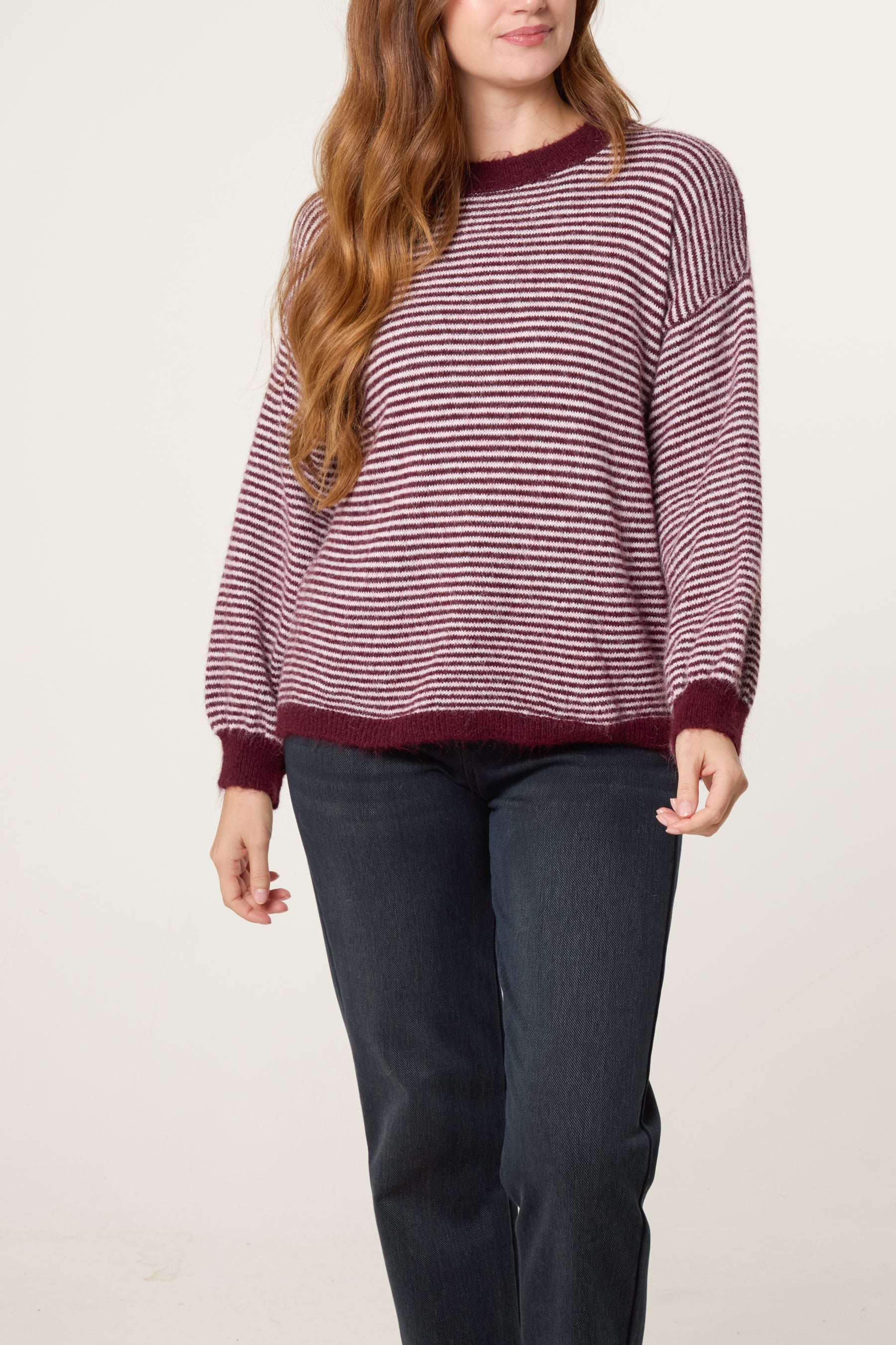 Drop Shoulder Stripe Knit Jumper