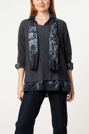 Floral Layered Tunic & Scarf Top
