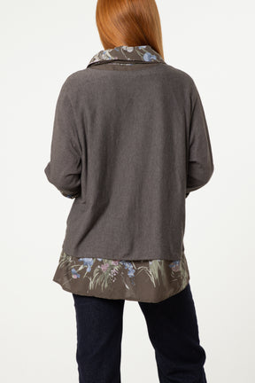 Floral Layered Tunic & Scarf Top