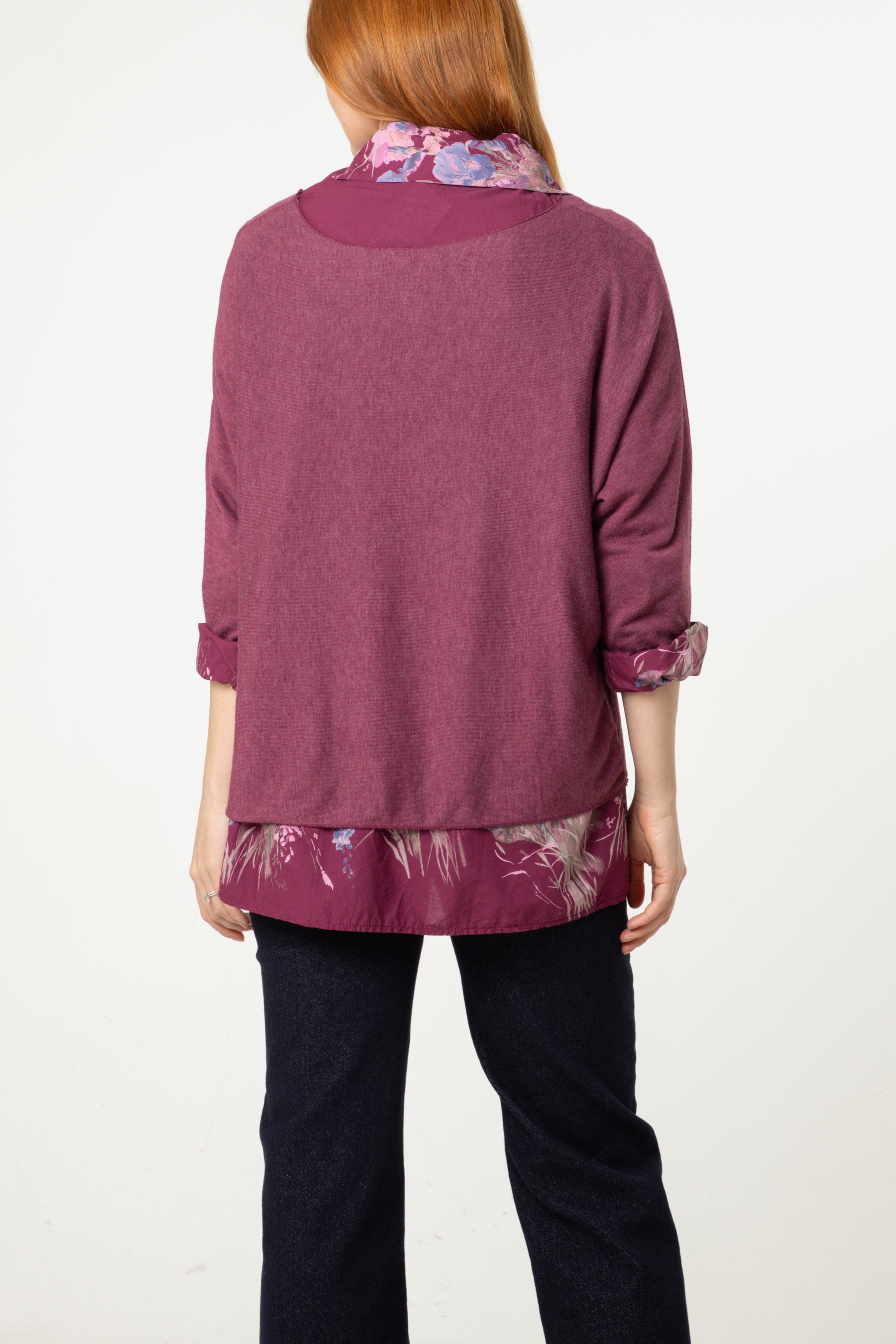 Floral Layered Tunic & Scarf Top