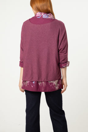 Floral Layered Tunic & Scarf Top