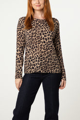 Leopard Print Long Sleeve Top