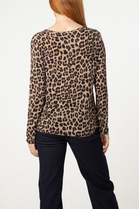 Leopard Print Long Sleeve Top