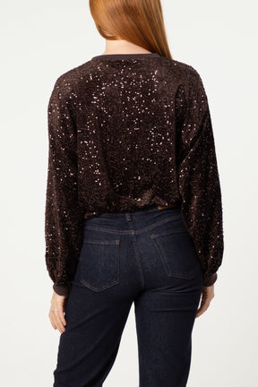 Sequin Round Neck Jumper