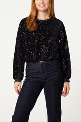 Sequin Round Neck Jumper