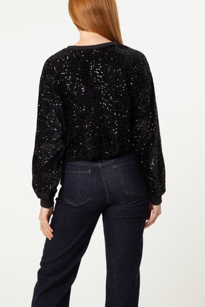 Sequin Round Neck Jumper