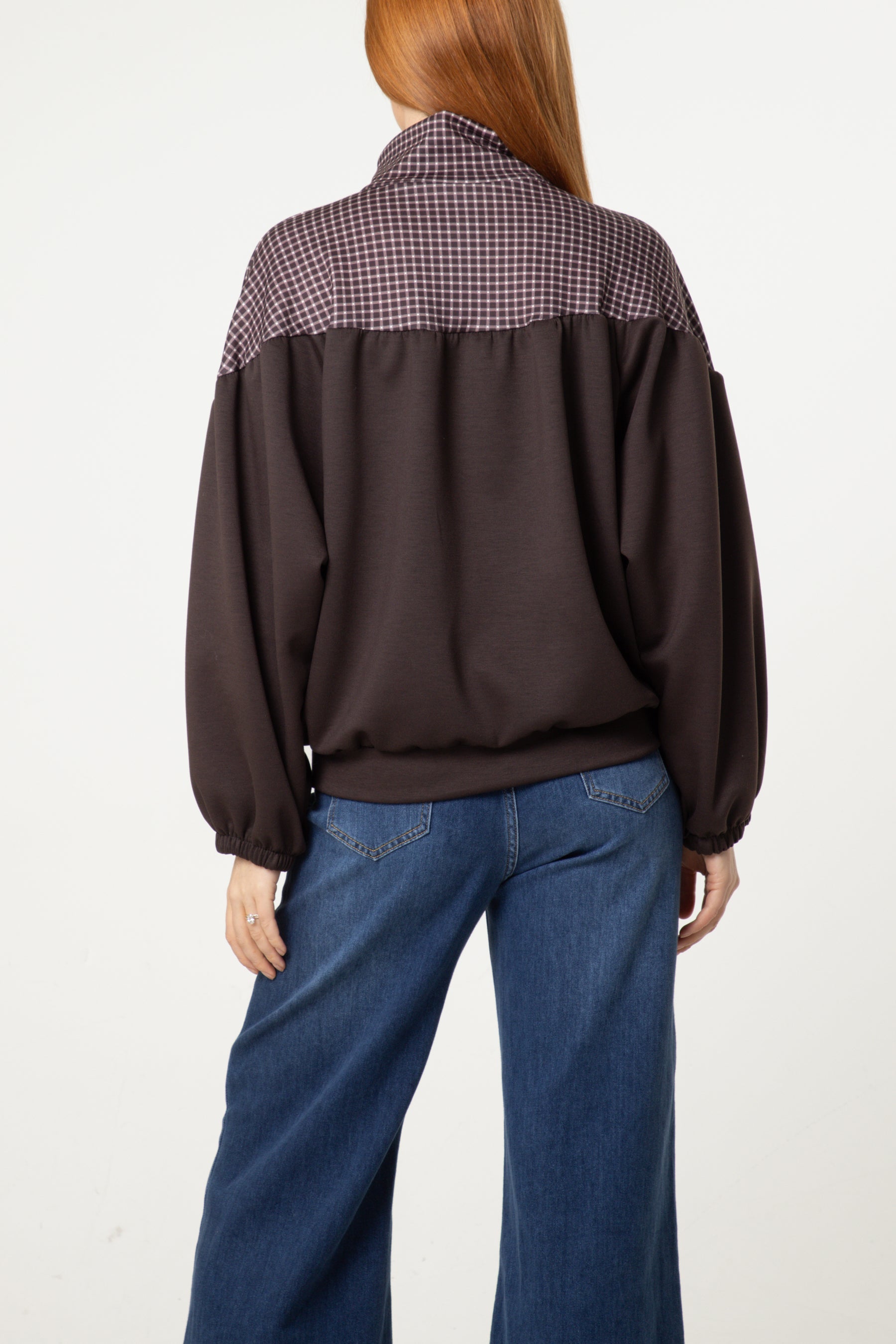 Check Panel Zip-Up Jacket