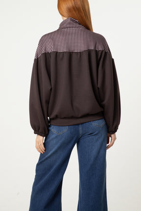 Check Panel Zip-Up Jacket