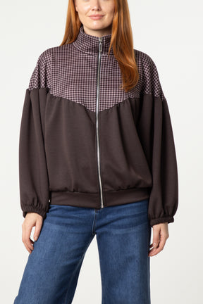 Check Panel Zip-Up Jacket
