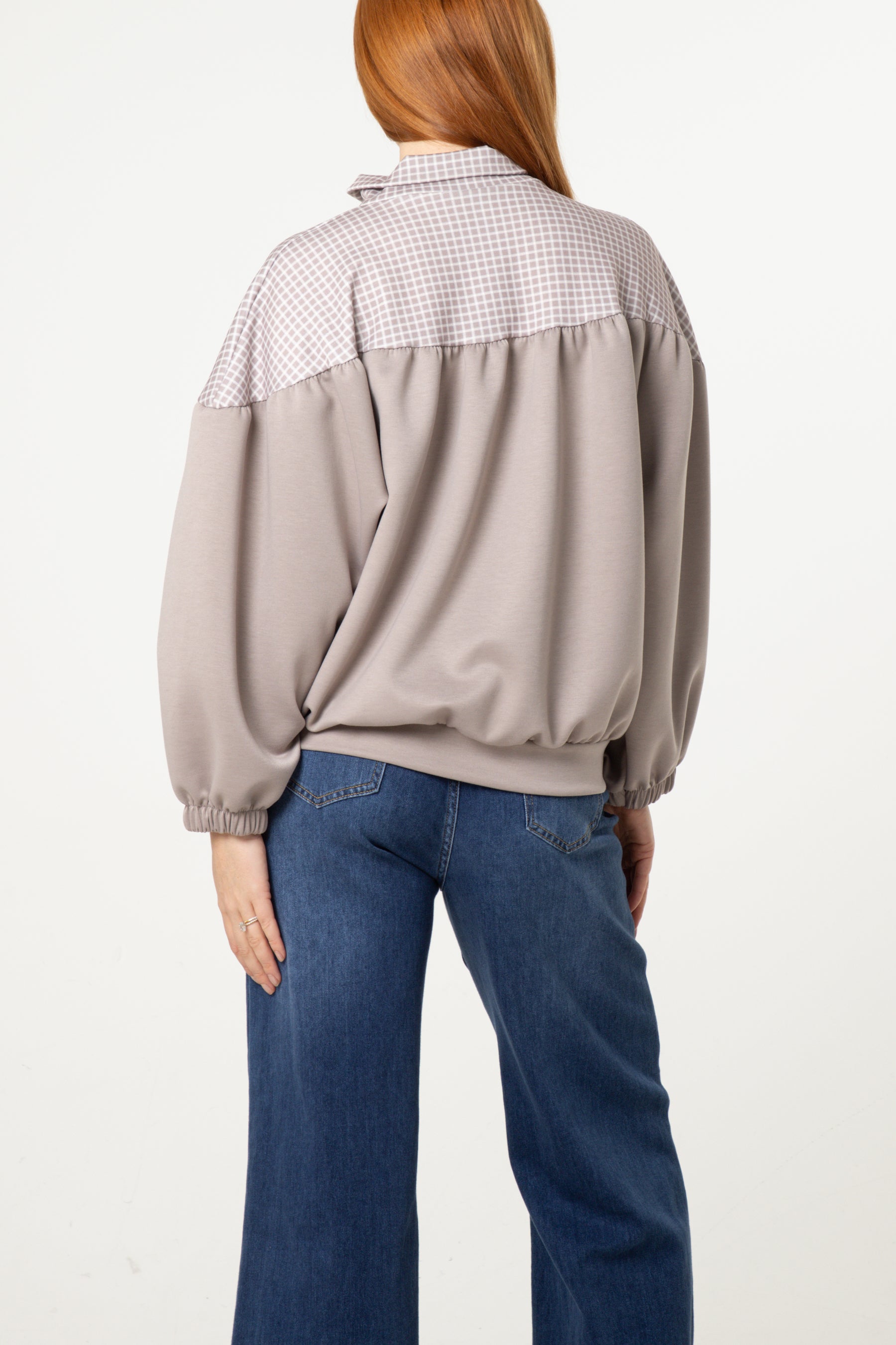 Check Panel Zip-Up Jacket