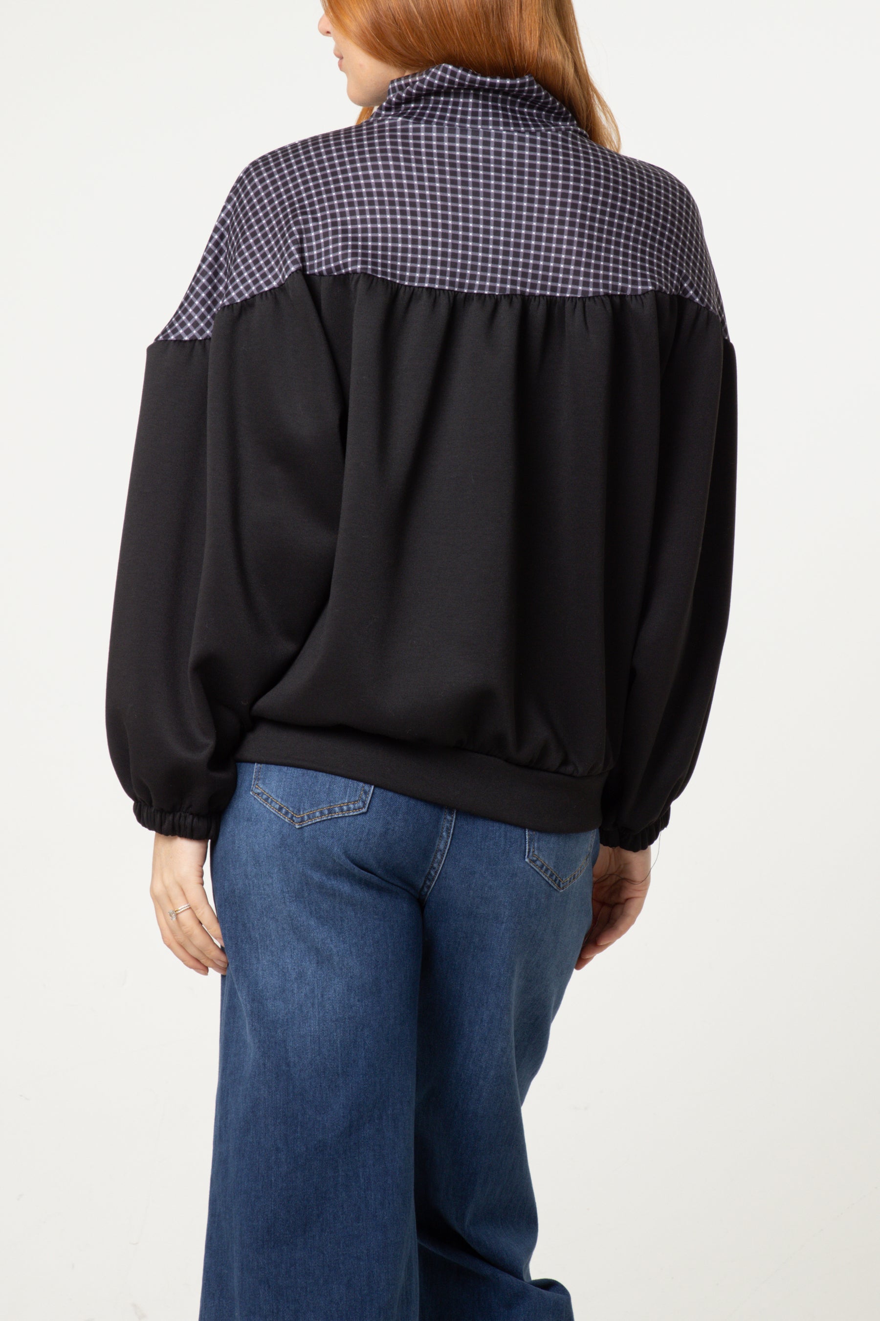 Check Panel Zip-Up Jacket