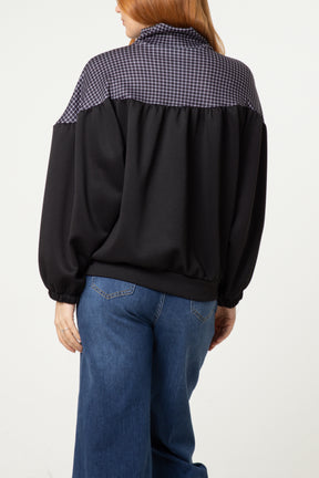 Check Panel Zip-Up Jacket