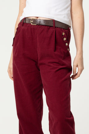 Corduroy Belted Button Pocket Trousers