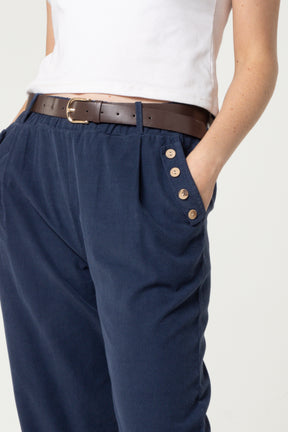 Corduroy Belted Button Pocket Trousers