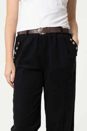 Corduroy Belted Button Pocket Trousers