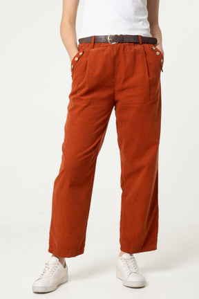 Corduroy Belted Button Pocket Trousers