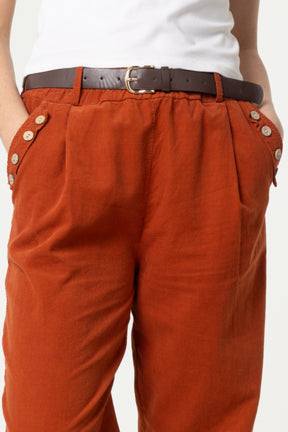 Corduroy Belted Button Pocket Trousers