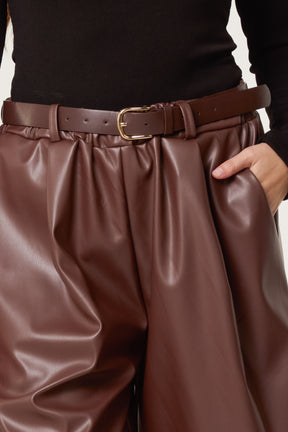 PU Belted Oversized Shorts