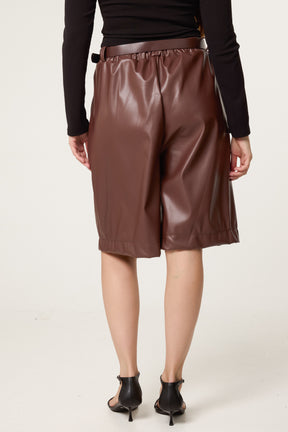PU Belted Oversized Shorts