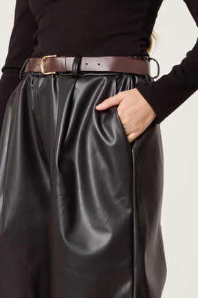 PU Belted Oversized Shorts
