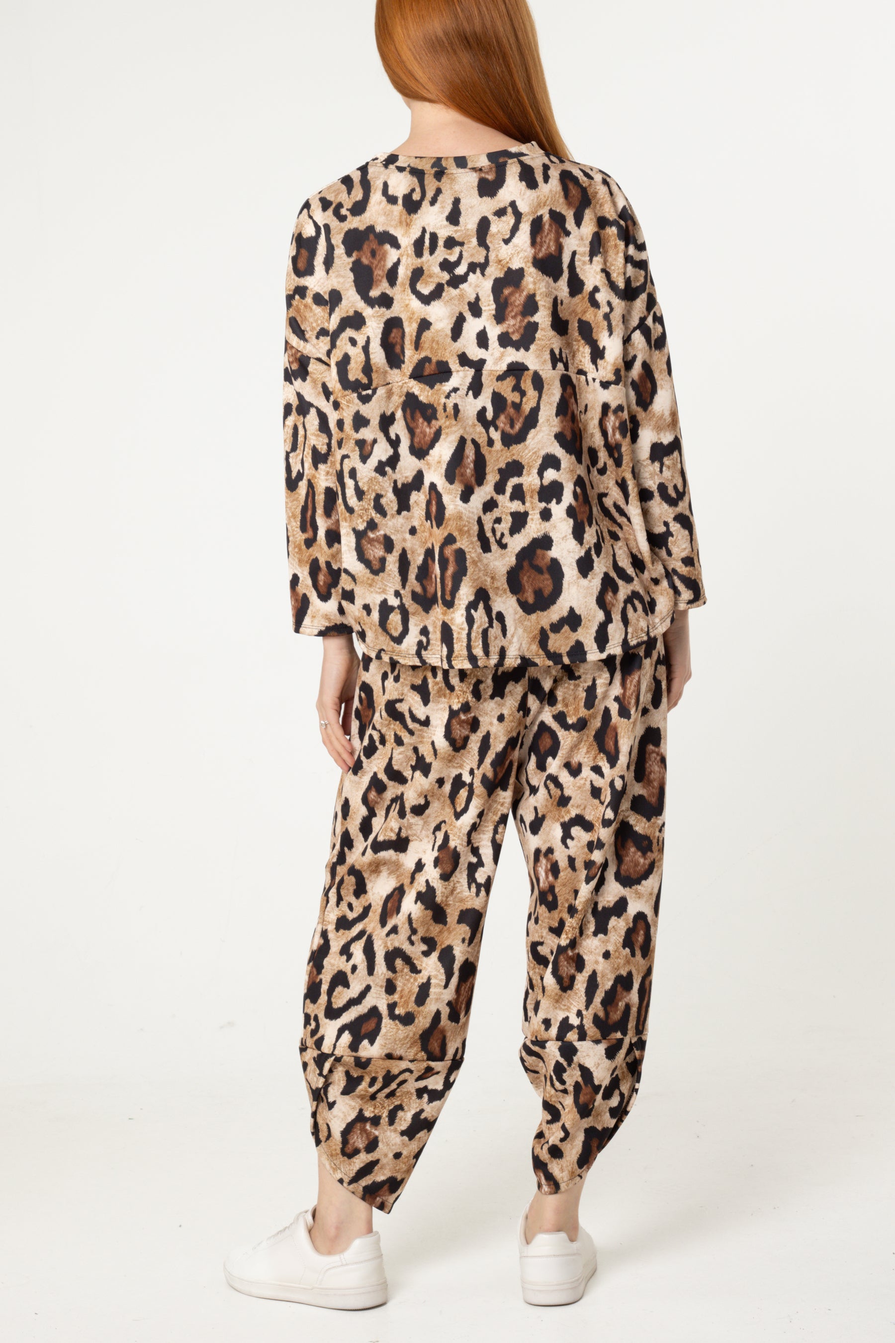 Leopard Print Jumper & Barrel Leg Trousers Set