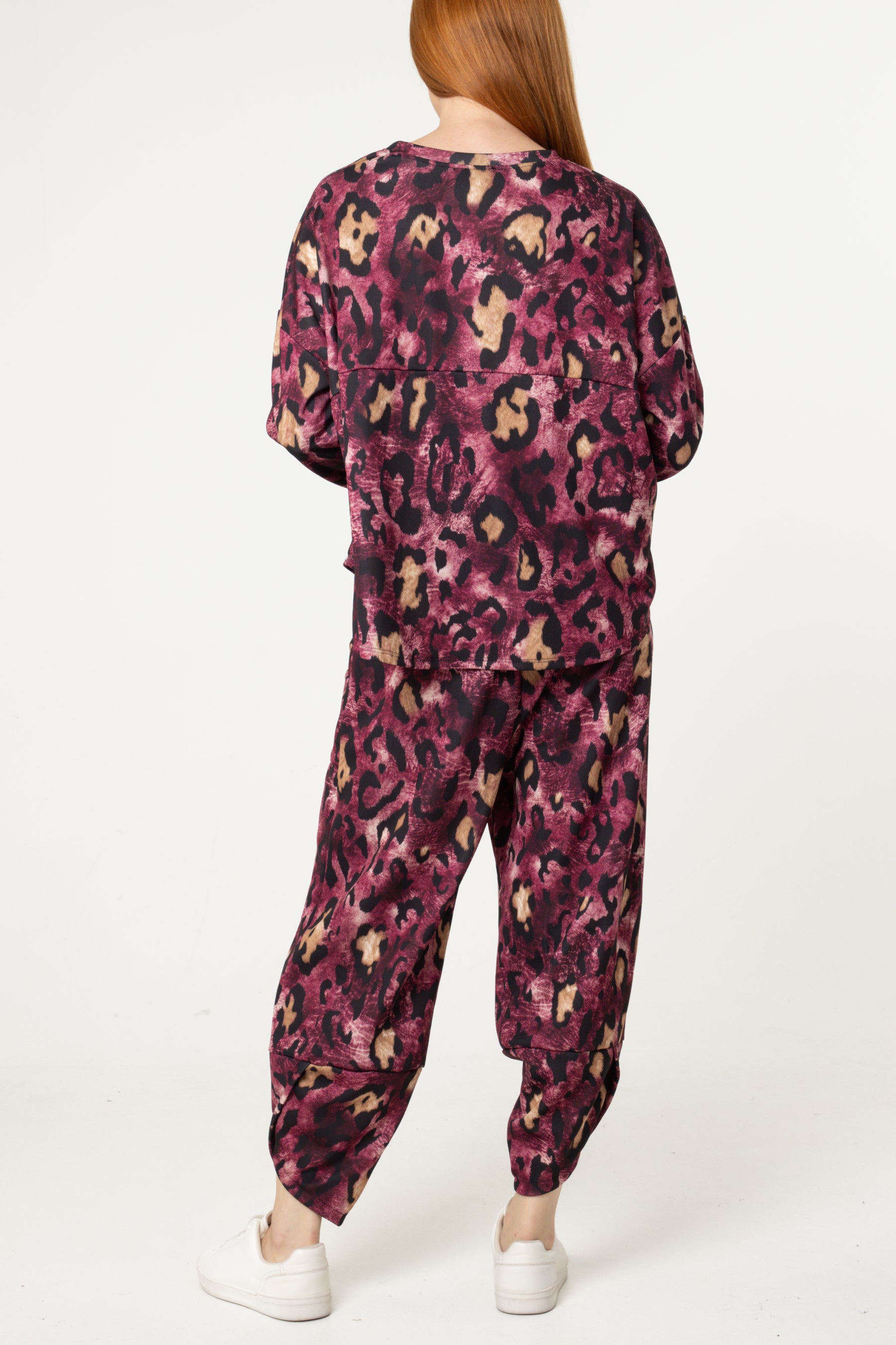 Leopard Print Jumper & Barrel Leg Trousers Set