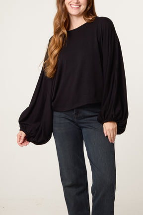 Balloon Sleeve Fine Knit Jumper