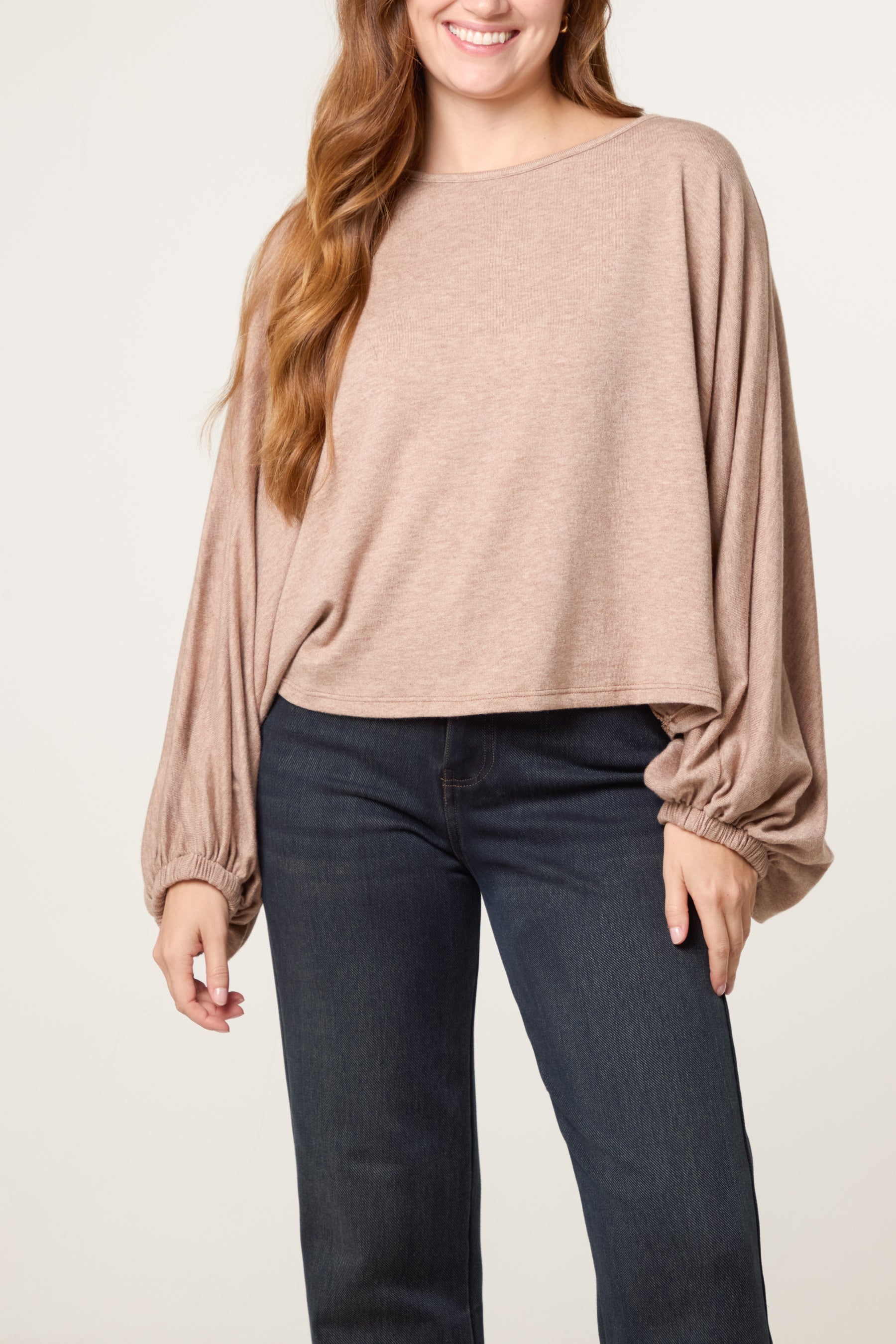 Balloon Sleeve Fine Knit Jumper