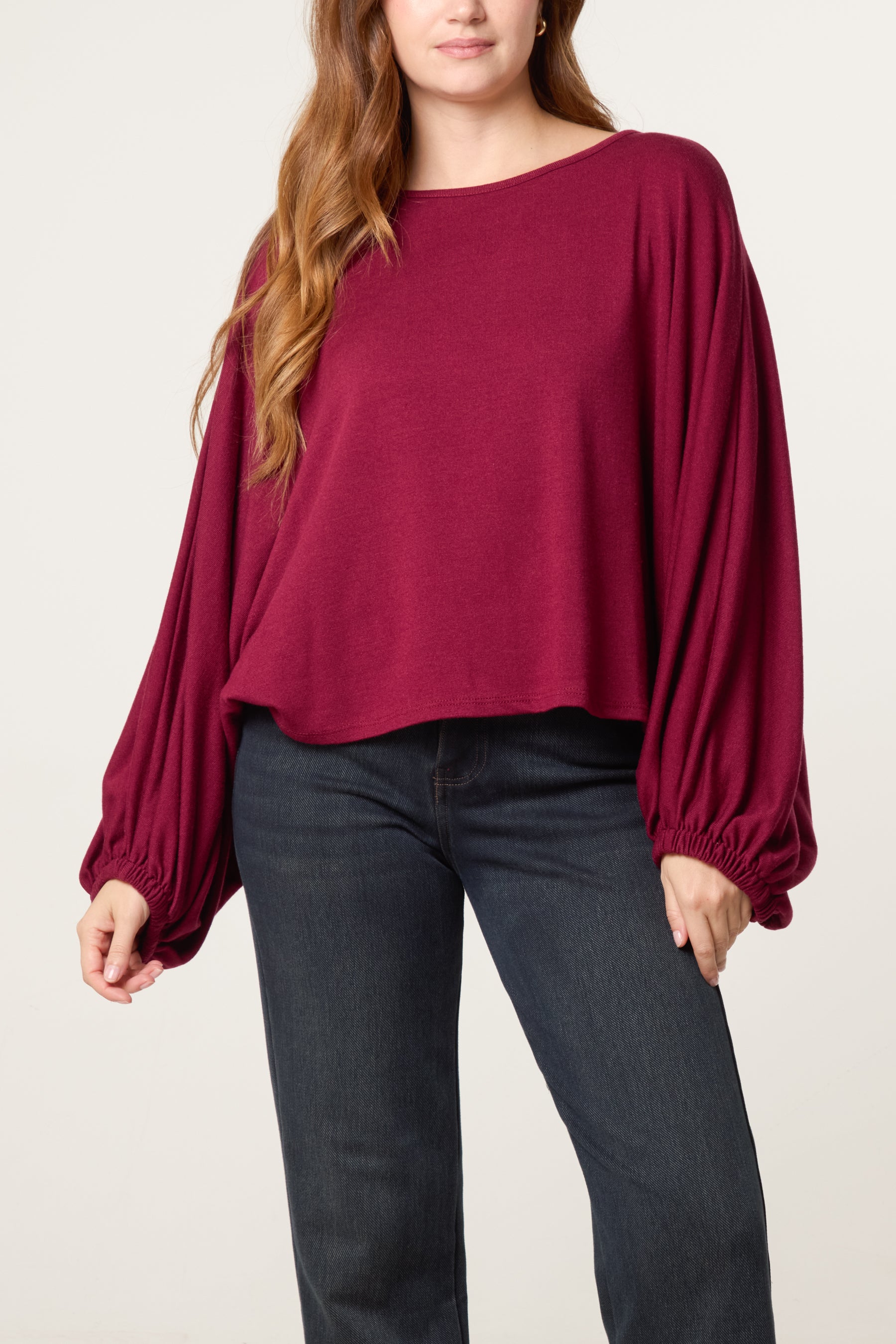 Balloon Sleeve Fine Knit Jumper