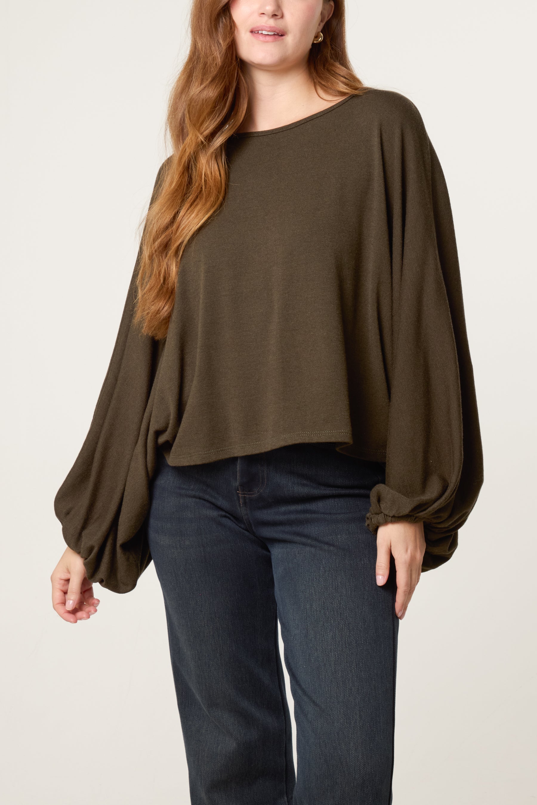 Balloon Sleeve Fine Knit Jumper